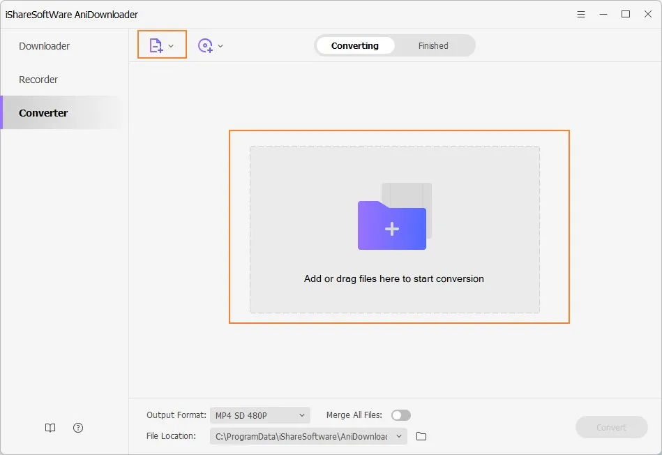 How to Convert Videos - Add Videos to iSharesoftware AniDownloader